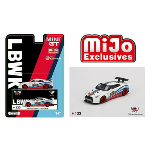 Mini GT M&J Exclusive #133 LBWK Martini Racing Nissan GT-R