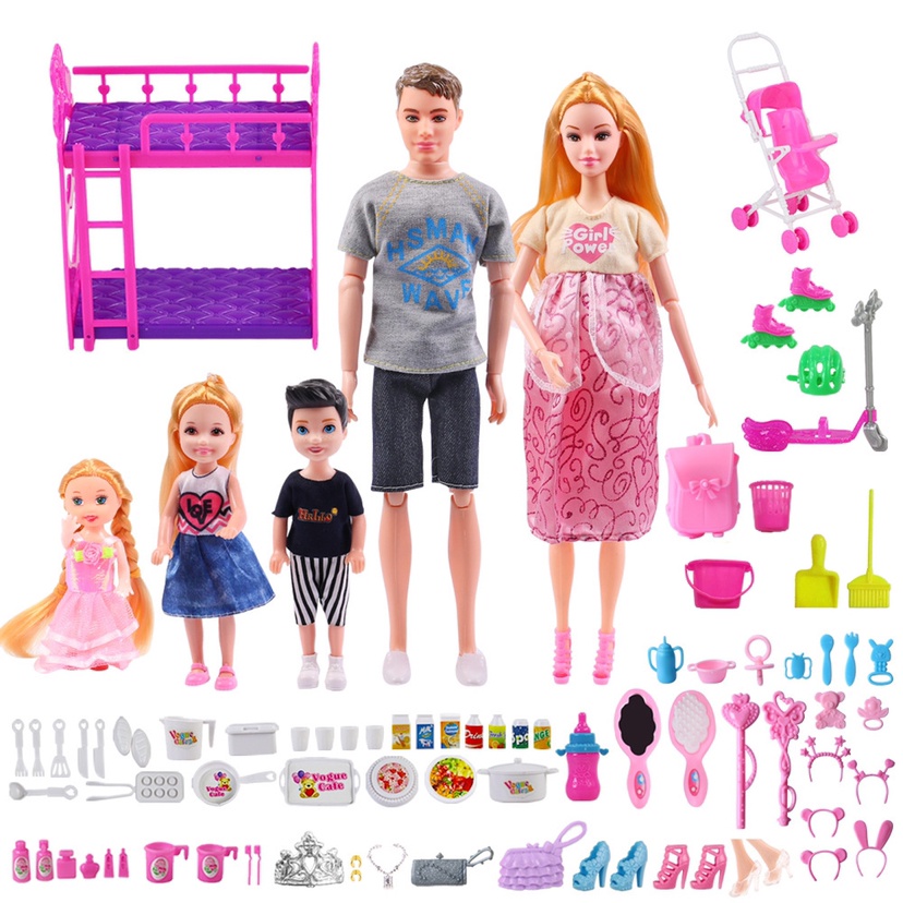 Boneca Yalili Grávida Gêmeos Articulada Estilo Barbie Lacrada Bebê