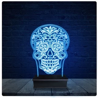 Luminária Led Acrilico Abajur - Caveira Mexicana 03