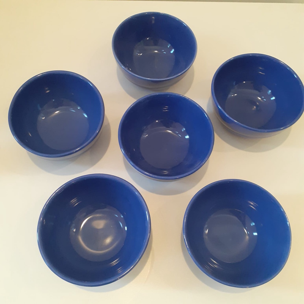 Conjunto de Bowls em cerâmica Alleanza na cor Azul com 6 unidade esmaltado