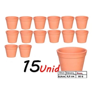 15 Mini Vaso Barro Pequeno P/ Cactos E Suculentas Produto Artesanal 6,5x6,0 Cm