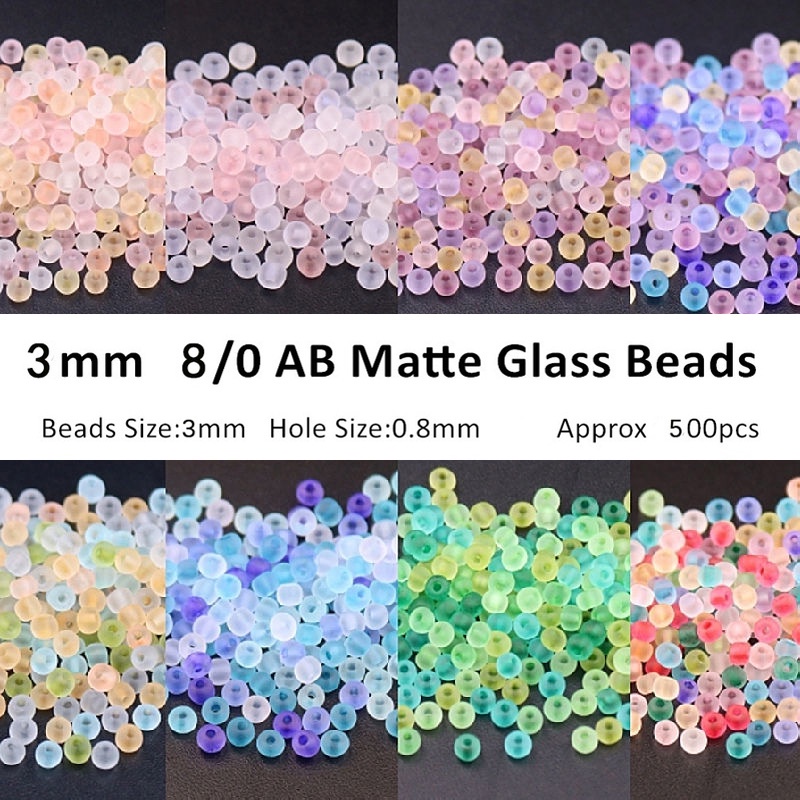 500 Pcs 3mm Contas Pulseira Matte Checa Vidro Missangas Spacer Beads Jóias Loose Para Pulseiras DIY Colar De Produção