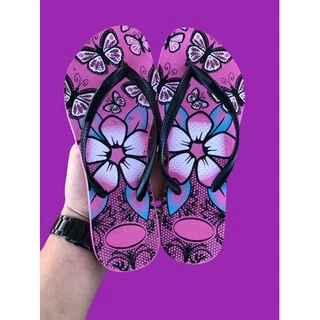 Sandália de dedo feminino chinelo slim feminino várias estampas