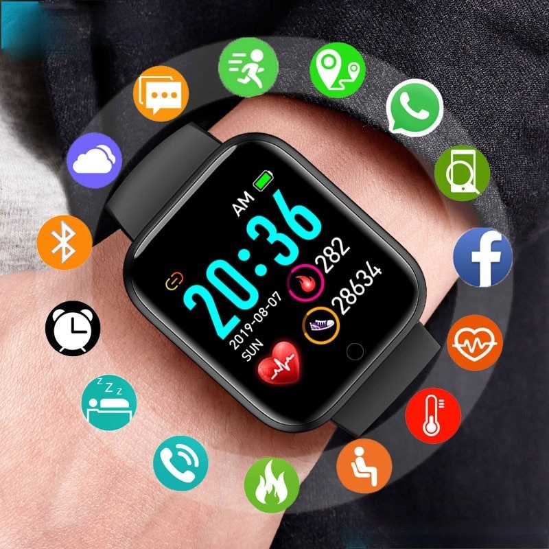 Smartwatches Homens Do Esporte Da Aptidão Rastreador Monitor De Pressão Arterial E Freqüência Cardíaca Y68 Mulheres Pulseira Para Android IOS
