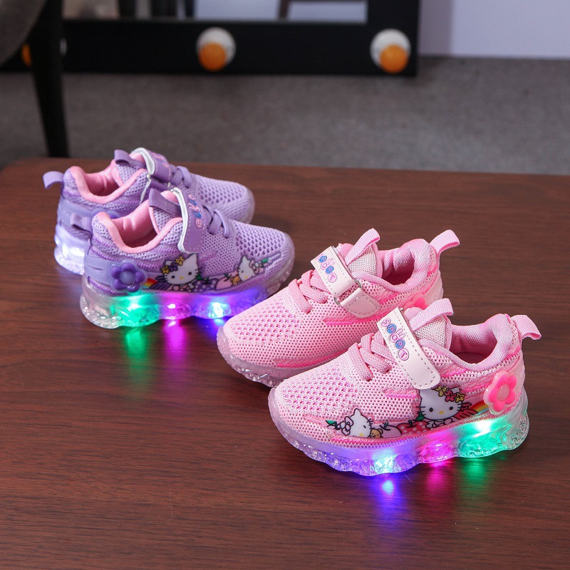 Sapatinho Tenis Hello Kitty com LED para Meninas de 1 a 5 Anos