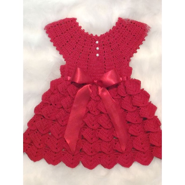 Vestido vermelho de croche hot sale infantil