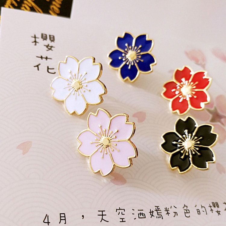 Coleira Japonesa Estilo Japonês Menina Bonita Flor de Cerejeira Alfinete de Colarinho de Cerejeira Uniforme de Óleo Crachá de Gotejamento Pequeno Alfinete de Colarinho