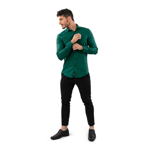 Camisa social best sale verde masculina