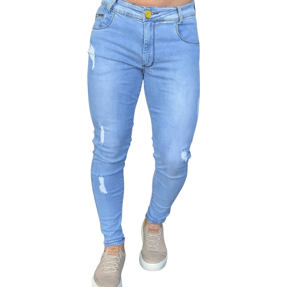 Calça jeans clara sales destroyed masculina