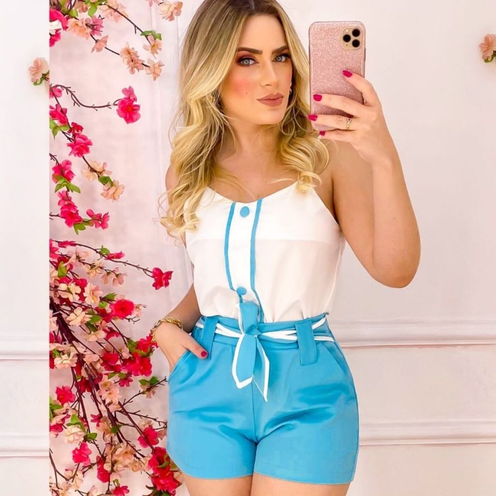 Conjunto Feminino Blusa alça e Short Roupas Femininas