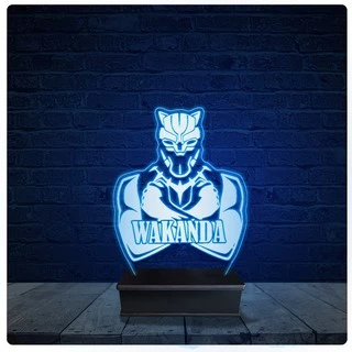 Luminária Led Acrilico Abajur - Pantera Negra Wakanda Marvel