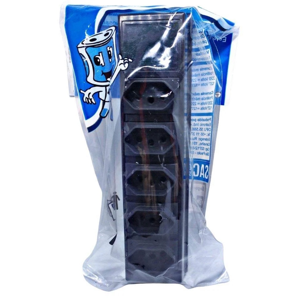 Tomada em Barra 5 Tomadas 2P+T 10A 250V Bivolt - Exatronic | Shopee Brasil