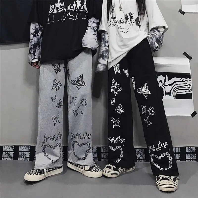 Calças masculinas pantalones à moda baggy cor pura todos os jogos high  street adolescentes moda legal bonito casual retro japonês harajuku -  AliExpress