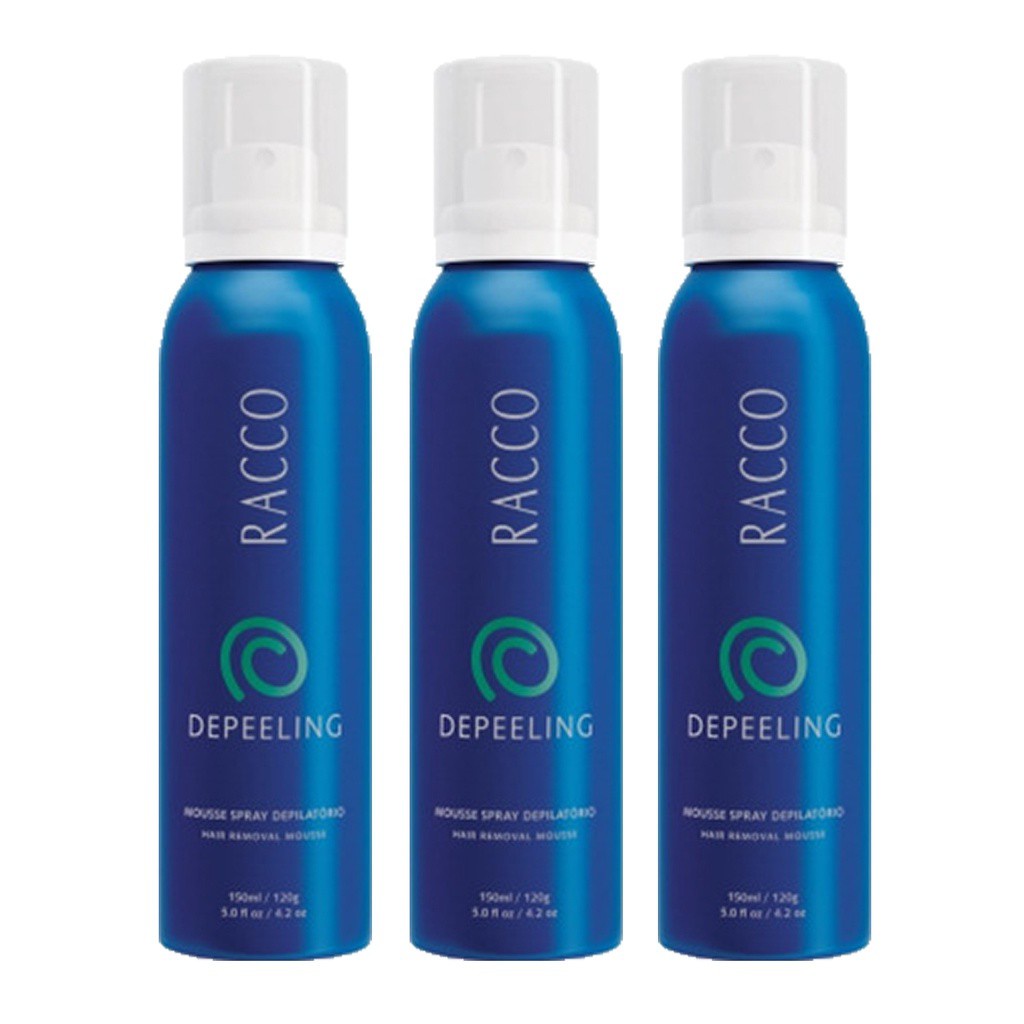 Mousse Depilatório Depeeling Para Depilação Masculina e Feminina Racco Kit 3