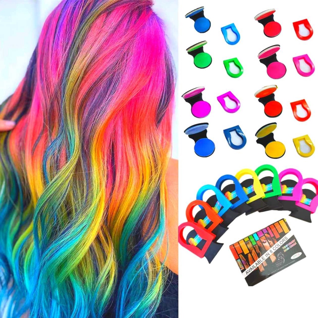 Tinta para Cabelo de Criança Mechas Temporaria kit 8 Cores | Shopee Brasil