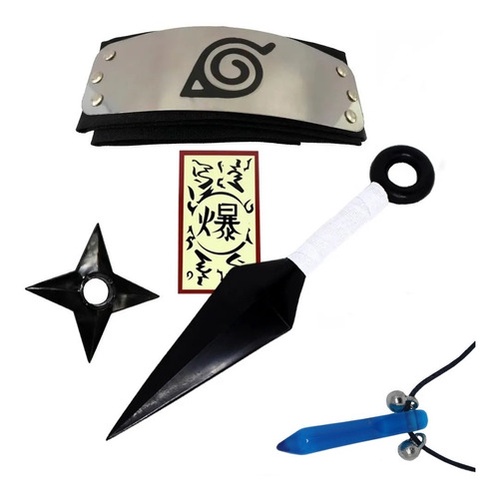 Kit ninja Naruto Kunai Naruto Shuriken Colar Azul Tsunade Bandana Kunai ...