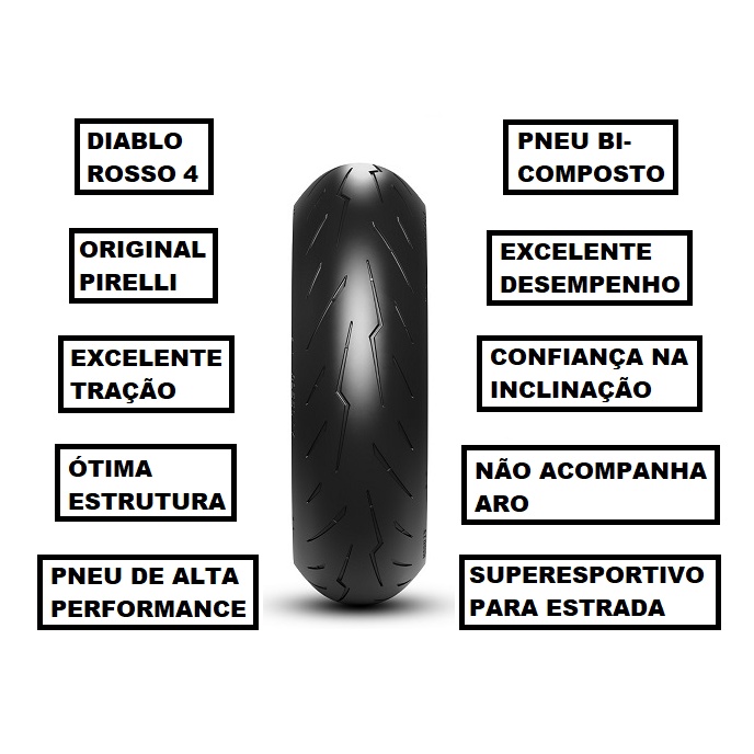 Pneu Pirelli Traseiro 180/55-17 M/C Diablo Rosso IV Ninja ZX-6R