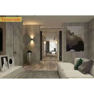 Papel De Parede Adesivo Lavável Cimento Queimado 2MX61CM Texturizado Mais Grosso Alta Qualidade Cinza