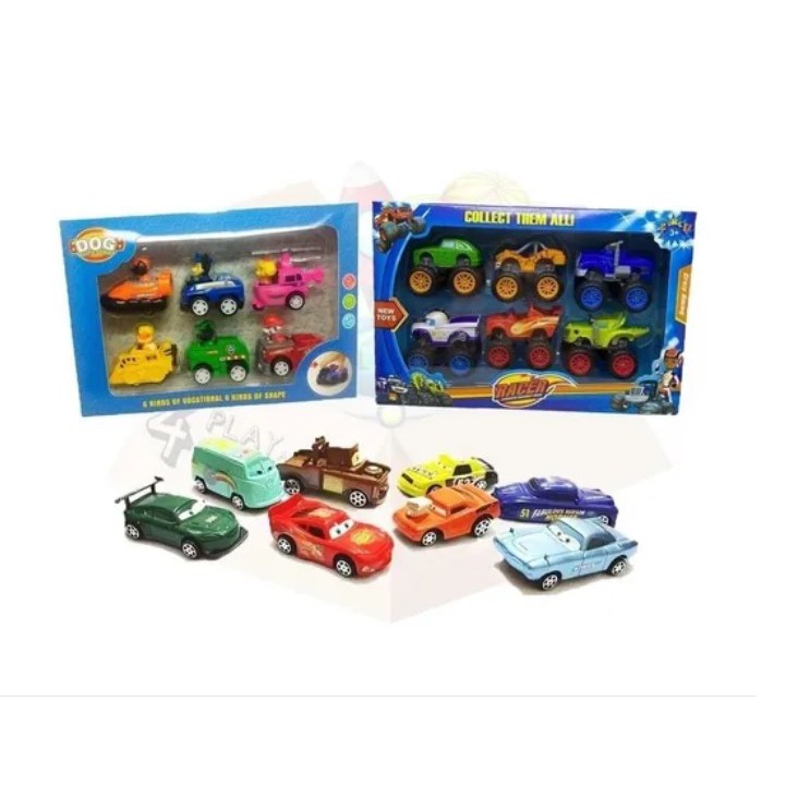 Kit composto por 14 Carrinhos de Fricção - 6x Blaze Monster Machines + 8x  Carrinhos da Coleção Carros Disney