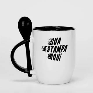 Caneca Personalizada Com Colher Estampa que desejar, Nome Ou Foto