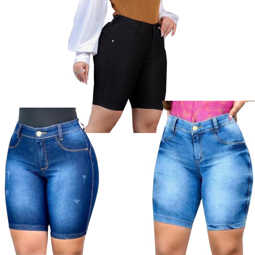 Shorts jeans best sale com lycra feminino