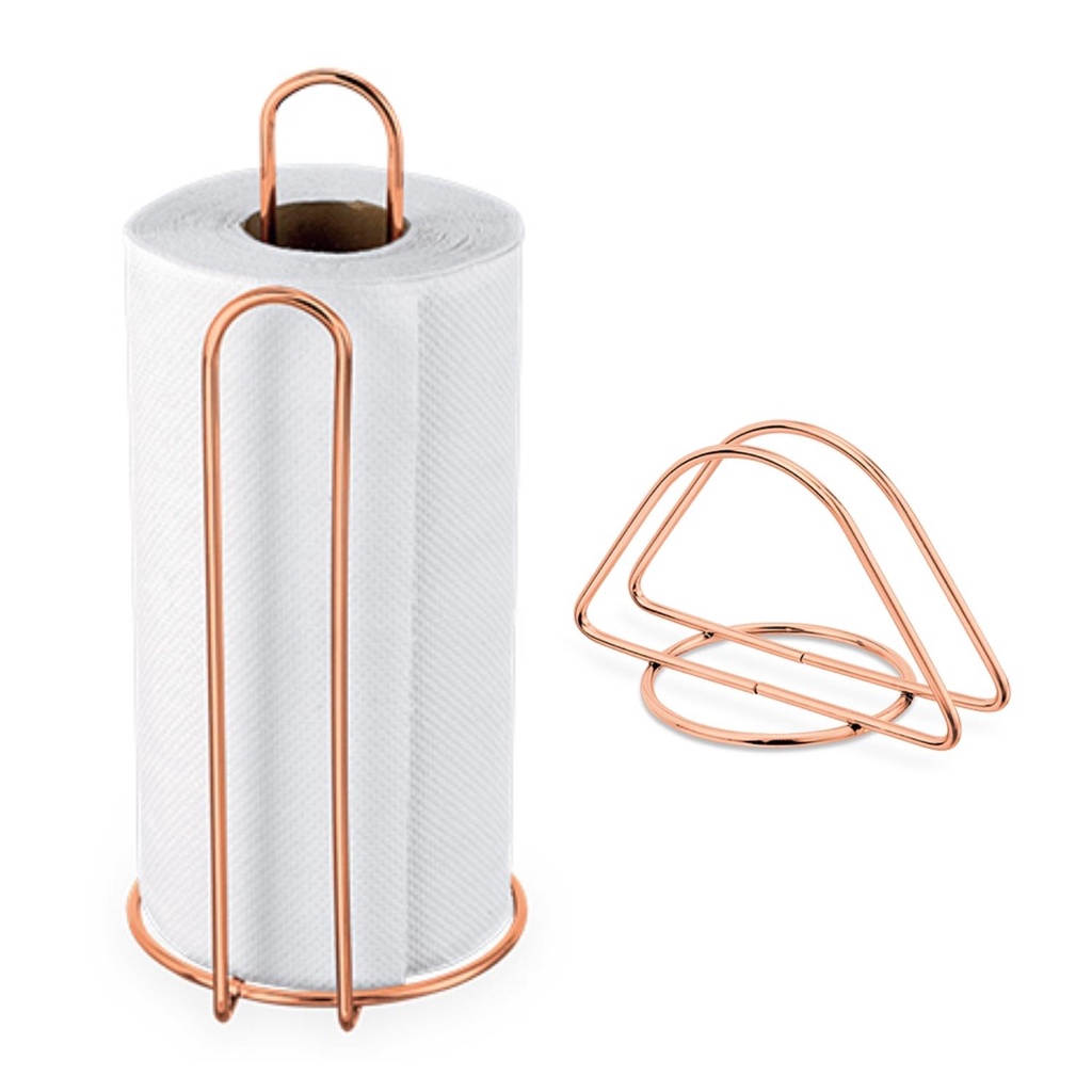 Kit Porta Rolo Papel Toalha + Porta Guardanapos Rose Gold Luxo | Shopee ...