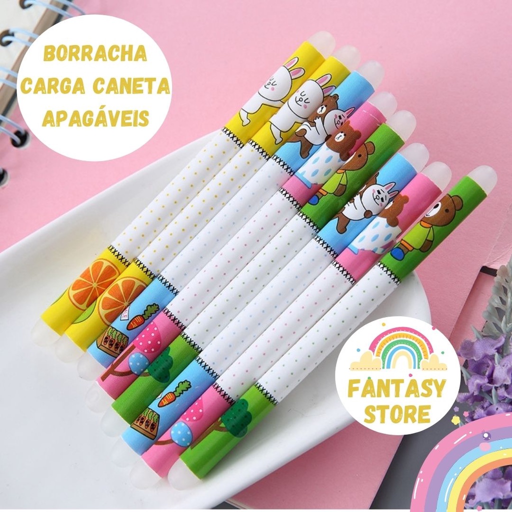 Borracha que apaga caneta com carga apagável / mágica / fantasminha ...