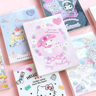 128 Folhas Sanrio Bloco De Notas Papéis Coloridos Lindo Livro De Memória Com 1 Folha Adesivos Caderno Escolar Papelaria