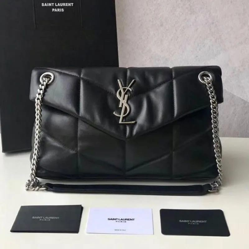 Bolsa Yves Saint Laurent 100 Couro Calfskin Leg timo Preto X