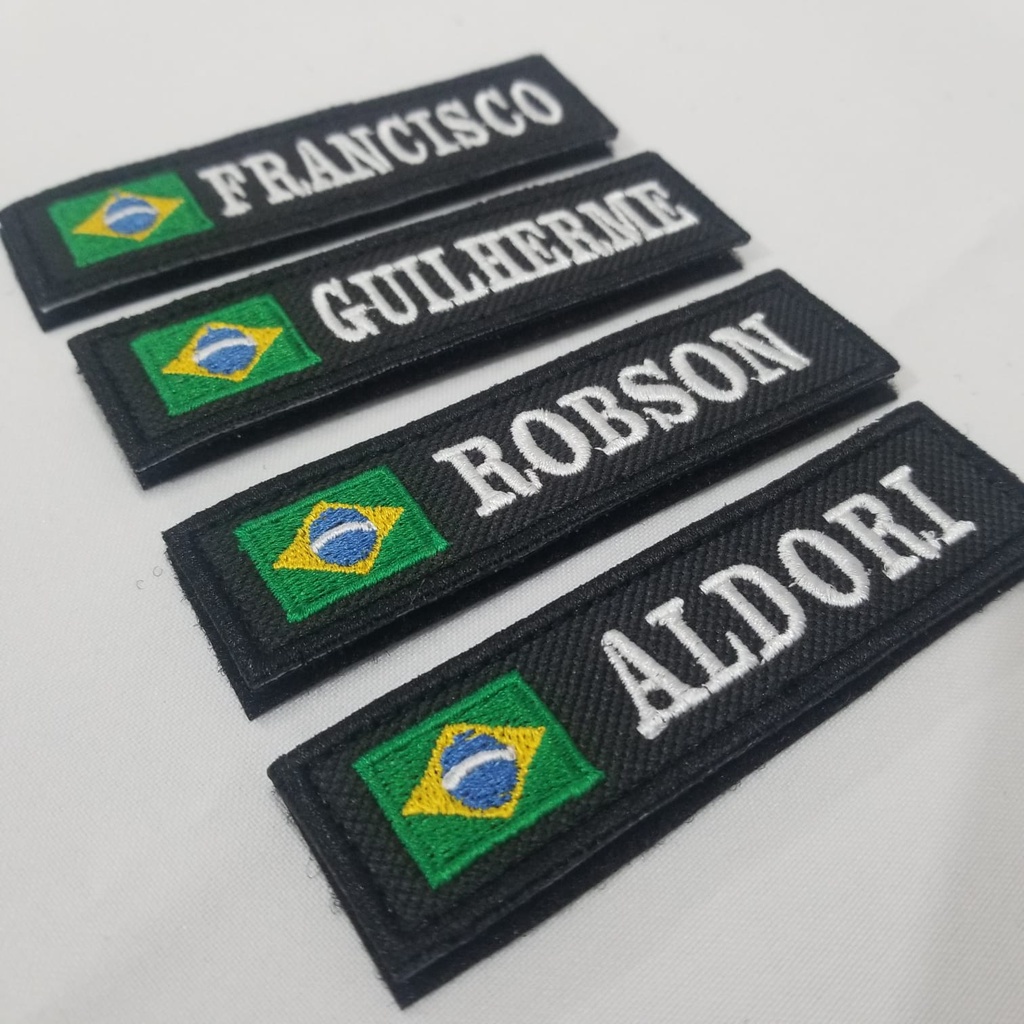 Tarja Bordado Personalizado bandeira Nome + Tipo Sanguíneo com VELCRO®