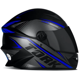 Capacete Moto Fechado R8 Azul/Cinza/Preto Viseira Fumê Inmetro Tamanho 56 58 60 - Pro Tork