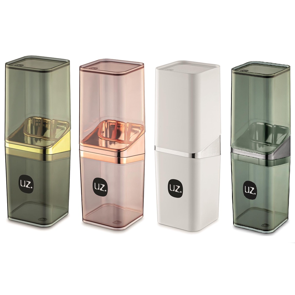 Porta Escova de Dentes Luxo com Tampa Slim Branco Rose ou Fume - UZ