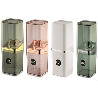 Porta Escova de Dentes Luxo com Tampa Slim Branco Rose ou Fume - UZ