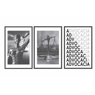 Quadros Decorativos Mosaico 3 Peças 30 x 40 cm Direito advocacia advogado escritório 003