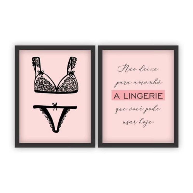 Kit 2 Placas Decorativas MDF Lingerie Loja