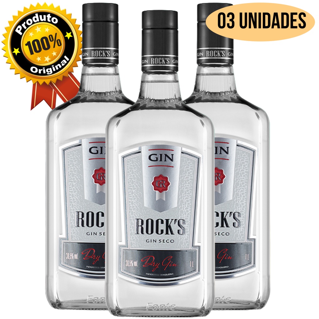 Gin Rocks Seco 1 Litro 03 Unidades Originais Lacrados Kit | Shopee Brasil