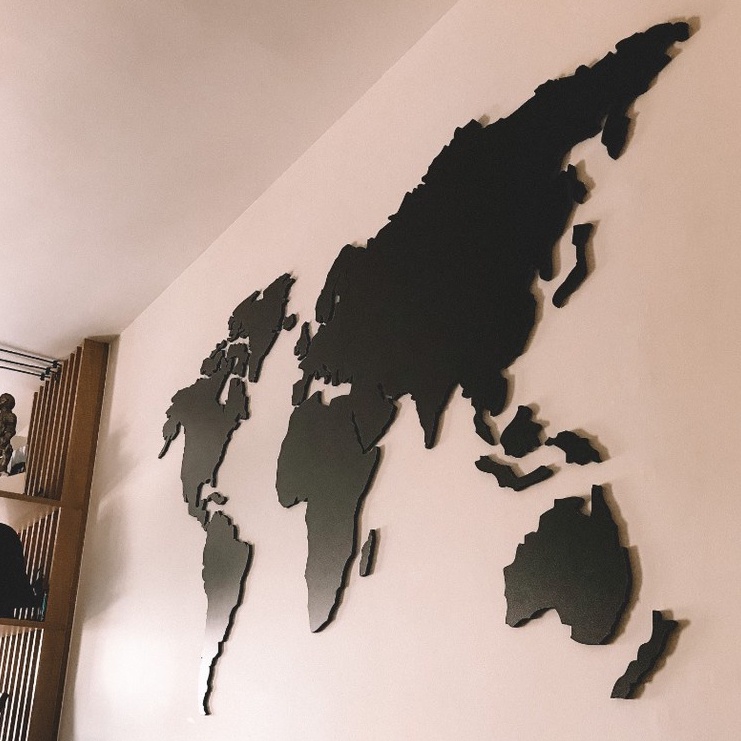 Quadro Conceitual Mapa Mundi em MDF Decoração de Viagem - 1 Metro