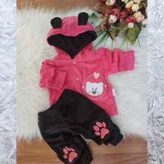 Roupas de inverno para bebês meninas, desenho Kawaii, orelhas de urso  lisonjeiro, moletom com capuz de lã, fofo, elástico, chique, roupas de bebê