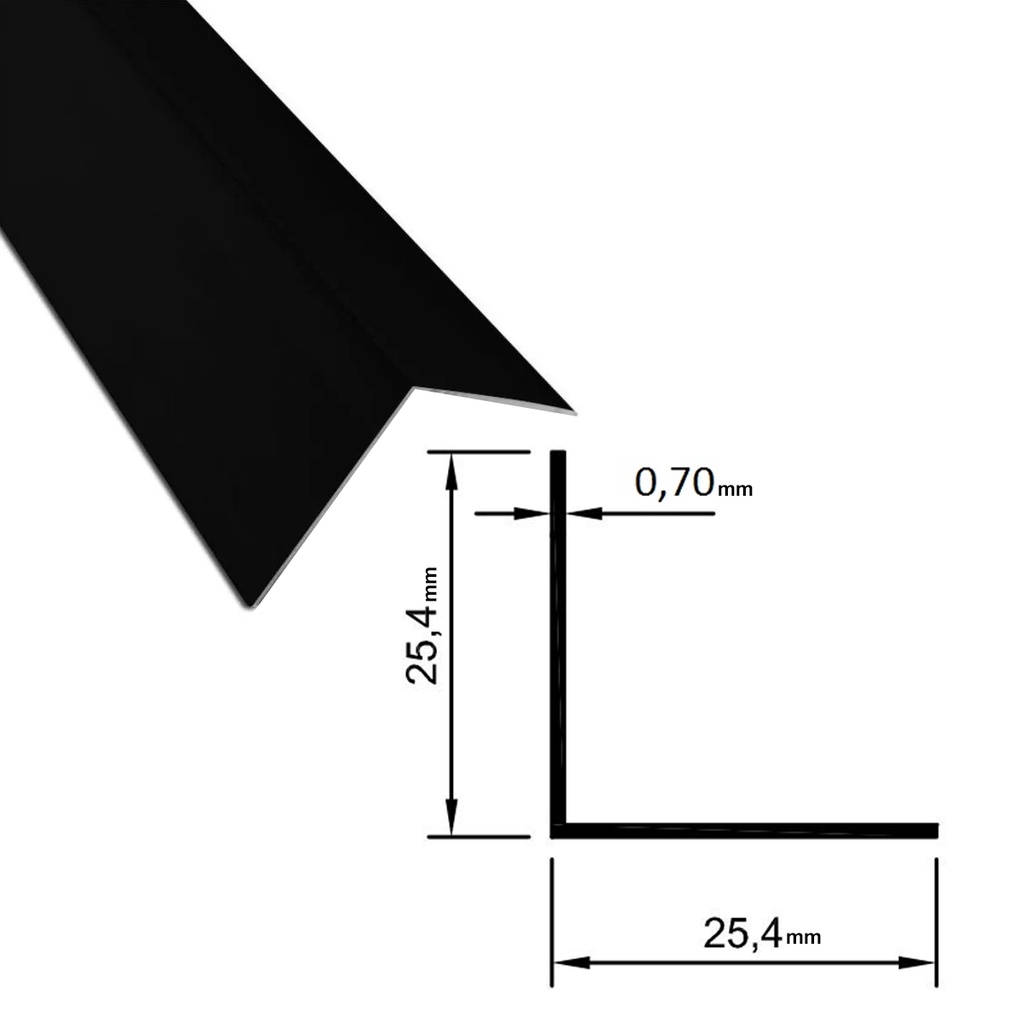 Cantoneira De Alumínio Perfil Parede L De 1 Polegada 25x25mm Barra De 1 ...