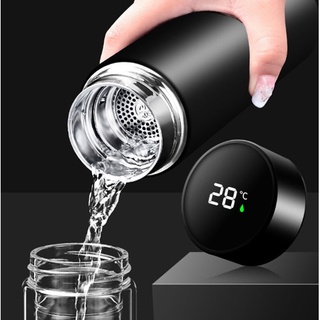 Garrafa Inteligente Térmica 500ml Display Digital Led Medidor Temperatura Aço