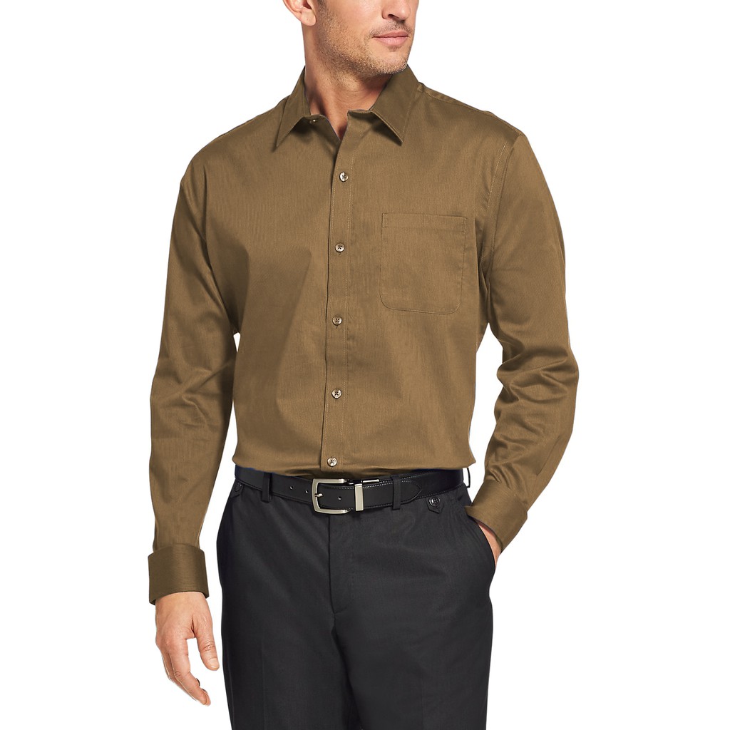 Camisa social hot sale marrom masculina