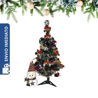 Árvore Natal Decorada 60cm Com Pisca Completa 26 Enfeites