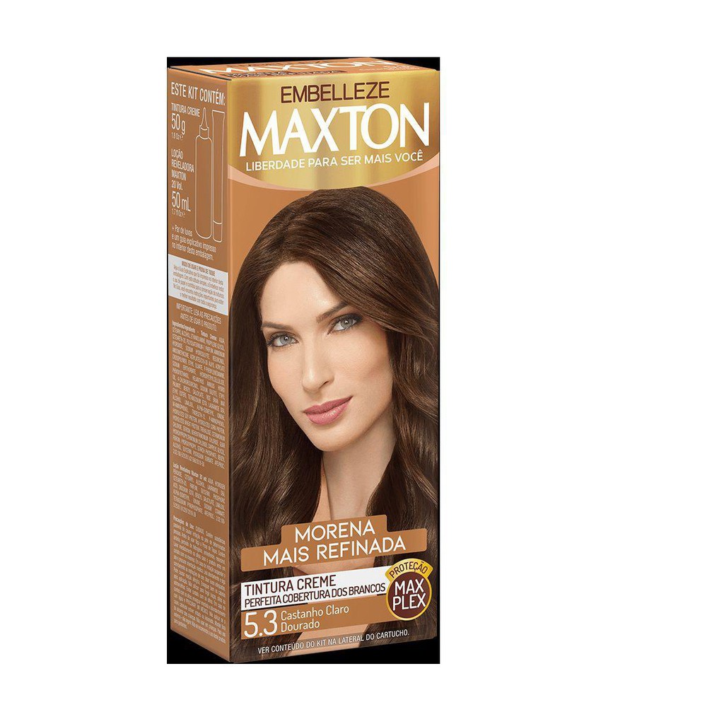 Tinta de Cabelo Maxton Castanho Claro Dourado 5.3 - Embelleze | Shopee ...