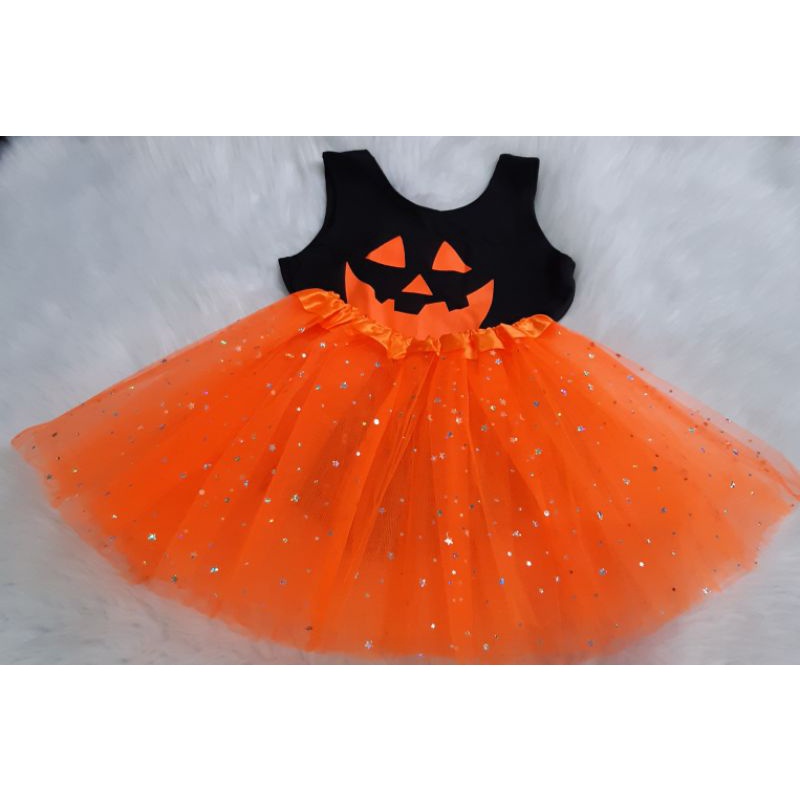 Vestido Fantasia Infantil Feminina Halloween Abóbora