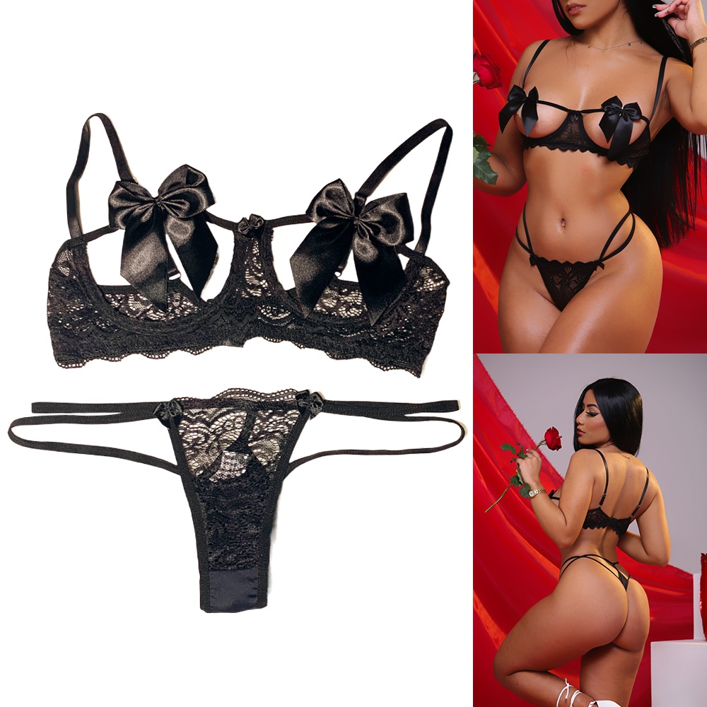 Conjunto Sexy em Renda Sutiã e Calcinha Sensual Lingerie