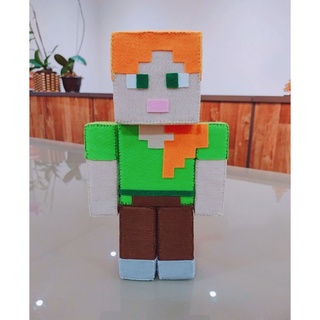 Kit 2 Bonecos Minecraft De Feltro (steve E Alex)
