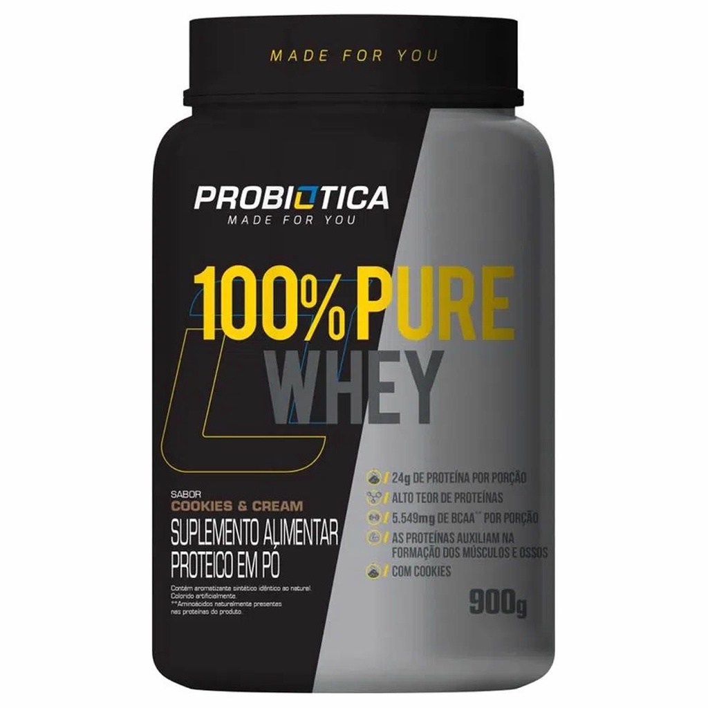 Whey 100% pote 900g cookies and cream probiótica