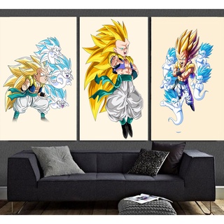 Kit Quadros Decorativos Mosaico 5 Peças Anime Dragon Ball Goku As 7 Esferas  do Dragão Desenho Infantil Criança Personagem Personalizado Boku Presente