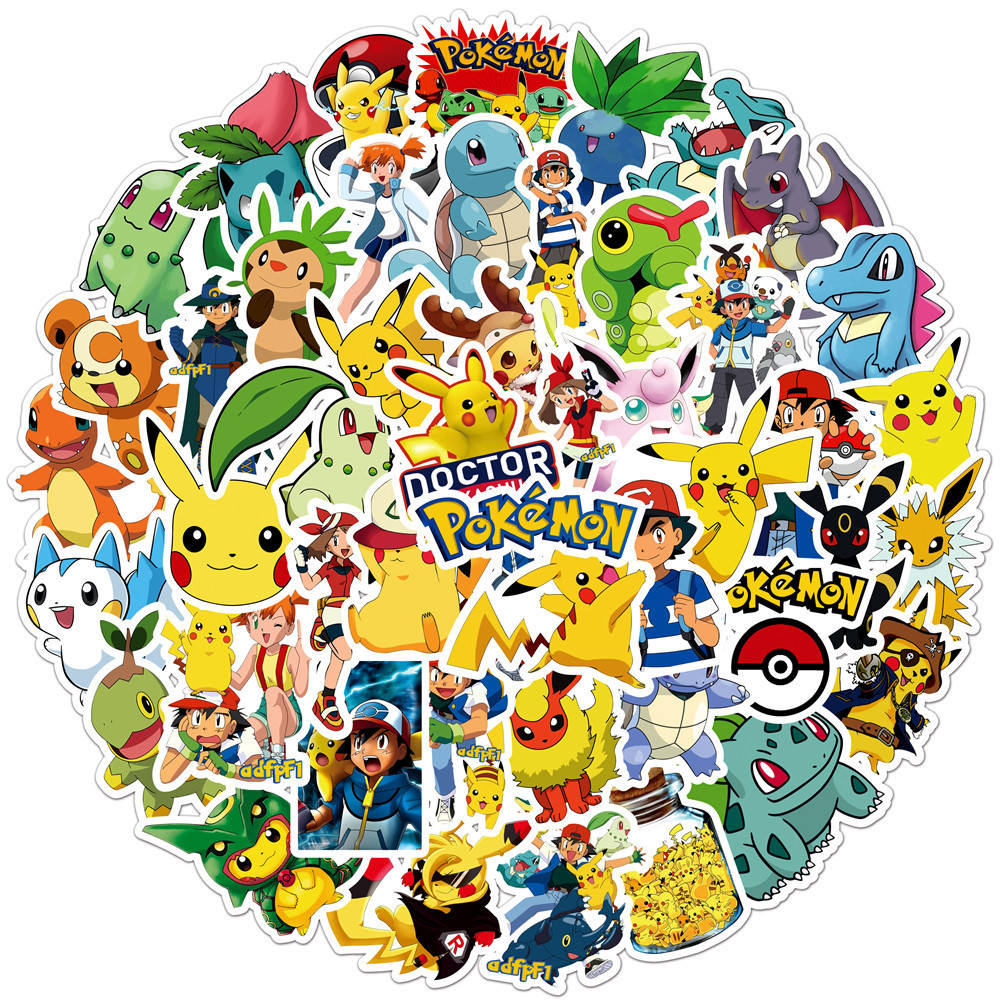 Um close de um adesivo de um personagem pokémon verde e branco