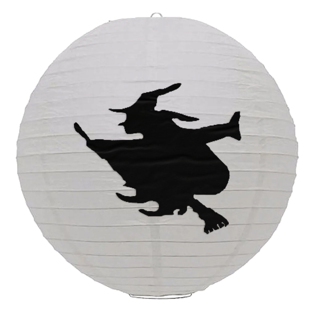 Luminária Oriental em Tecido Bruxa Halloween Dia das Bruxas Decoração 35cm - Kin Festas